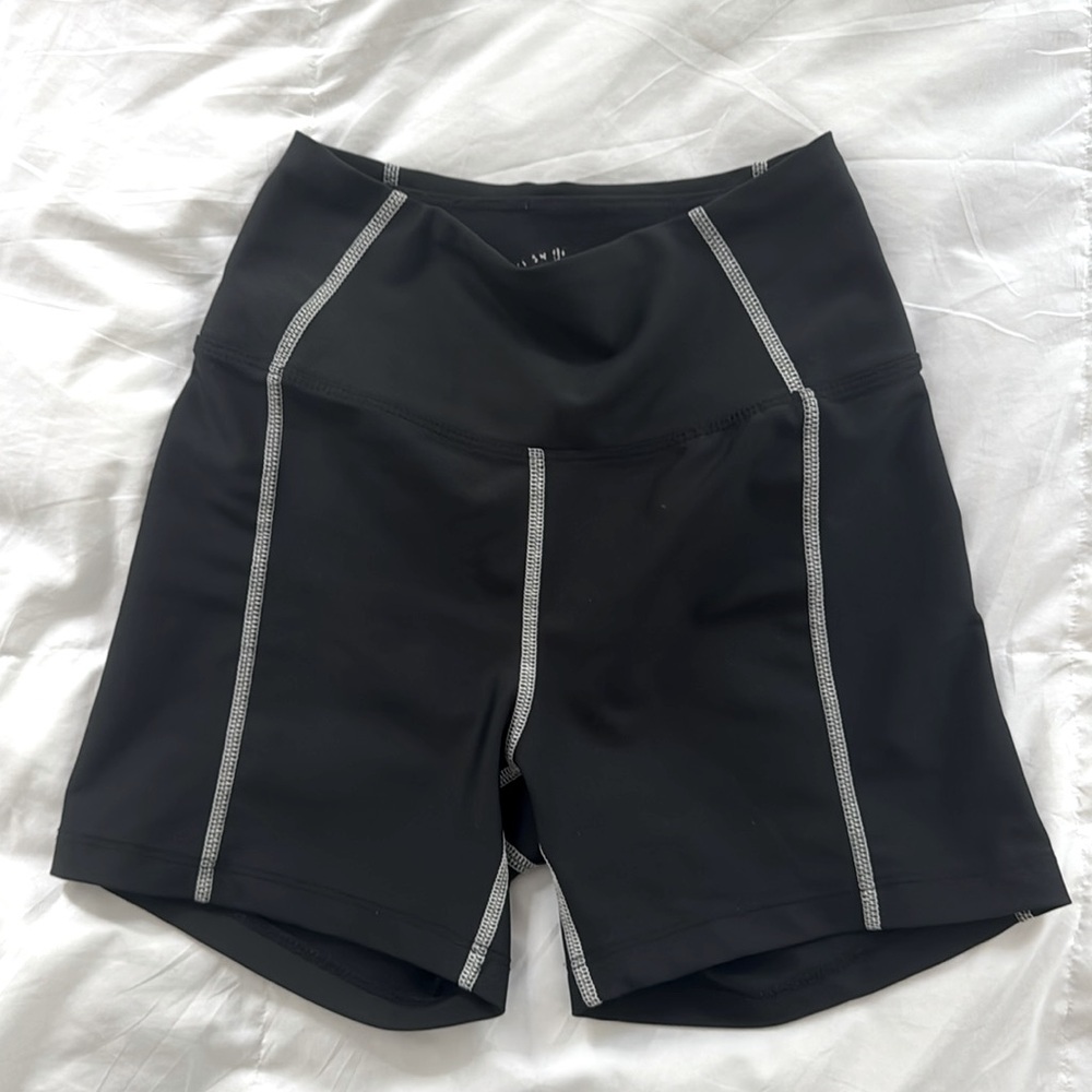 Women’s year of ours XS black w white stitching detail running biker shorts